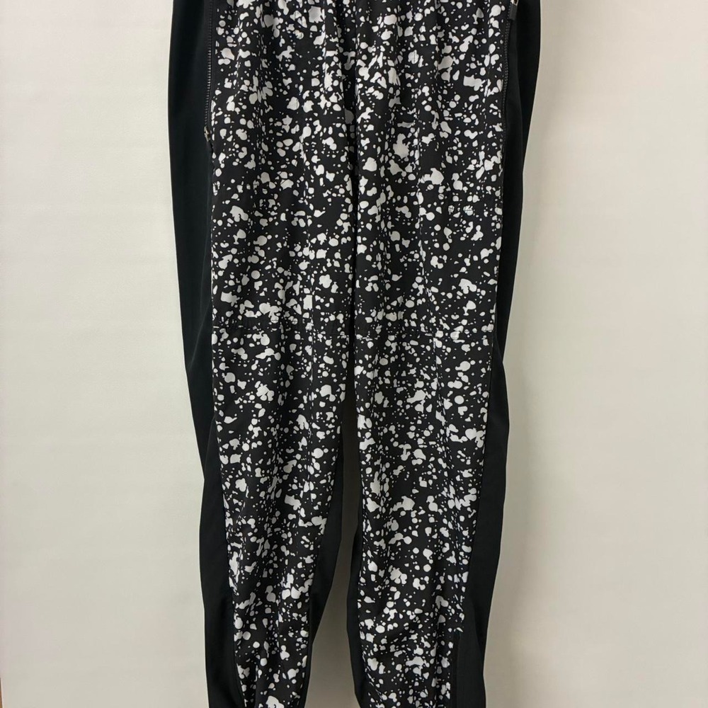 Womens black + white Fabletics speckled track pants